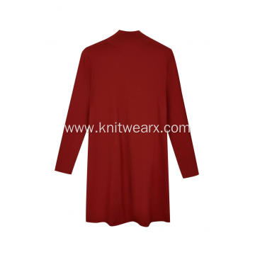 Women's Knitted Mock-Neck High-Low Hem Blouses&Skirt